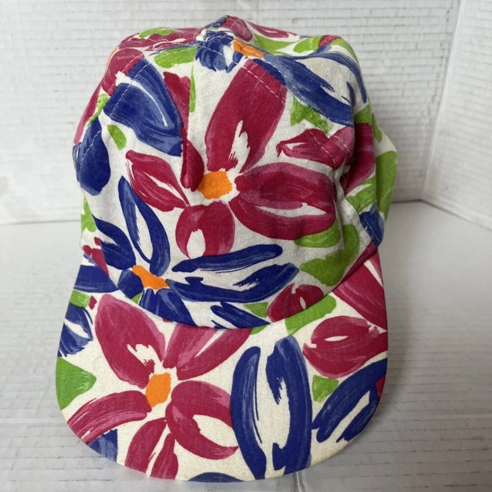 Vintage 90s EXPRESS Floral Baseball Cap Retro Colorful Hat Adjustable Y2K